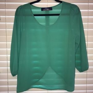 turquoise sheer blouse